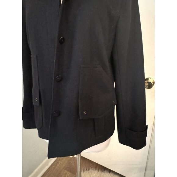 Woman’s Size M J. Crew Black Short Wool Blend Coat Jacket Pockets J Crew Preppy - Picture 8 of 14